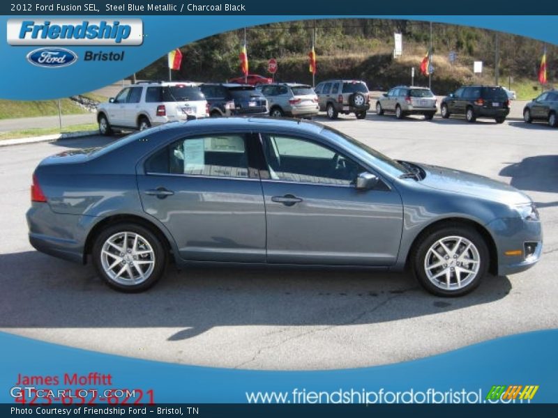 Steel Blue Metallic / Charcoal Black 2012 Ford Fusion SEL