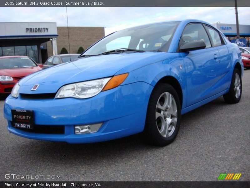 Summer Blue / Black 2005 Saturn ION 3 Quad Coupe