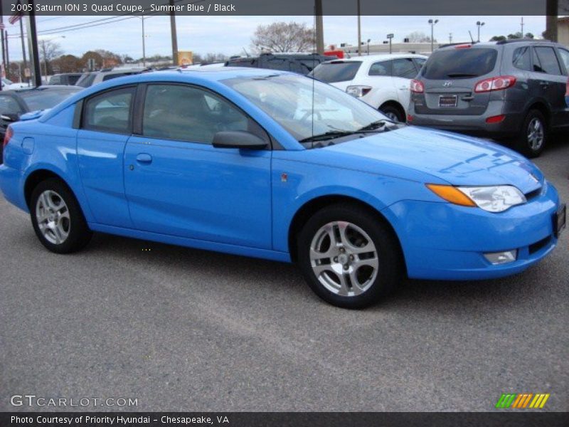Summer Blue / Black 2005 Saturn ION 3 Quad Coupe