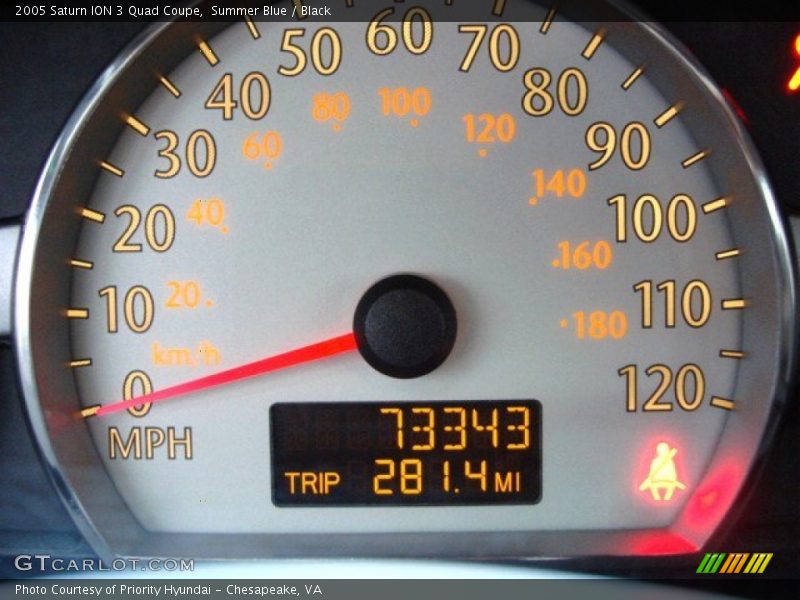 Summer Blue / Black 2005 Saturn ION 3 Quad Coupe