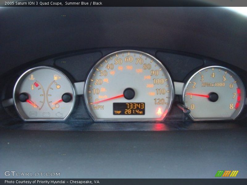 Summer Blue / Black 2005 Saturn ION 3 Quad Coupe