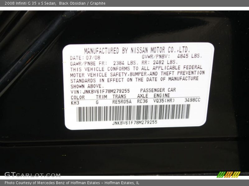 Black Obsidian / Graphite 2008 Infiniti G 35 x S Sedan