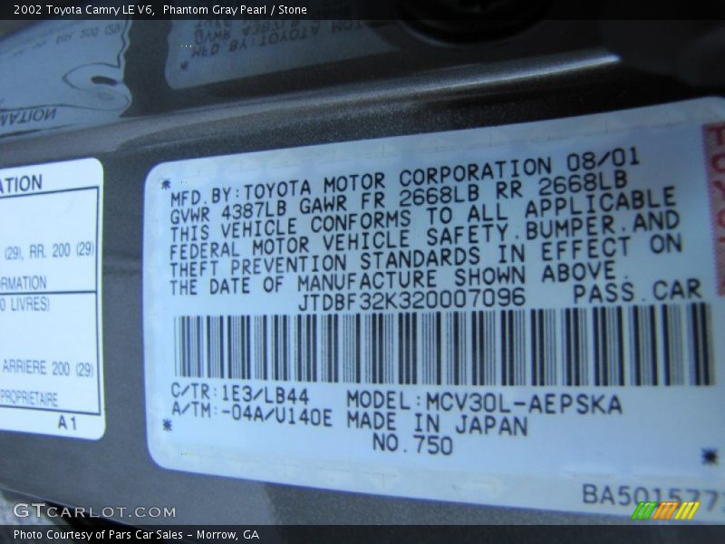 1E3 - 2002 Toyota Camry LE V6