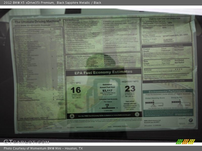 Black Sapphire Metallic / Black 2012 BMW X5 xDrive35i Premium