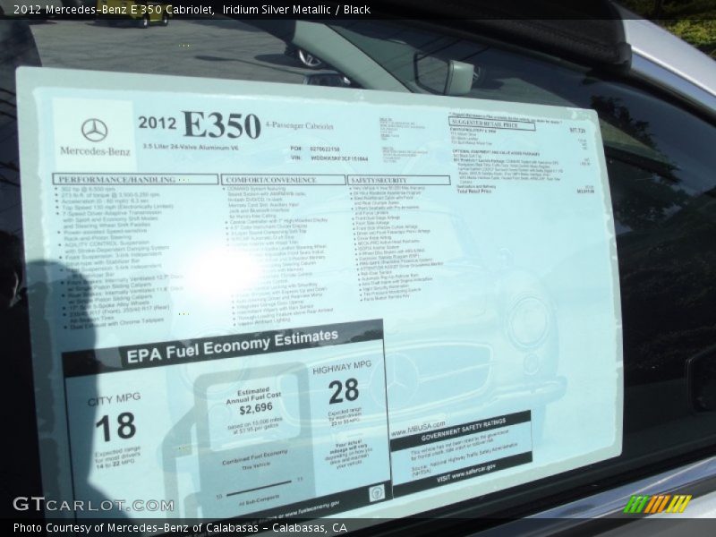 Iridium Silver Metallic / Black 2012 Mercedes-Benz E 350 Cabriolet