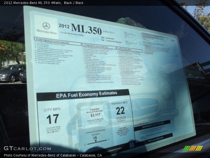 Black / Black 2012 Mercedes-Benz ML 350 4Matic