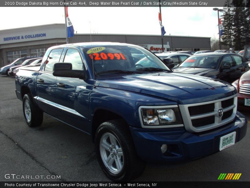 Deep Water Blue Pearl Coat / Dark Slate Gray/Medium Slate Gray 2010 Dodge Dakota Big Horn Crew Cab 4x4