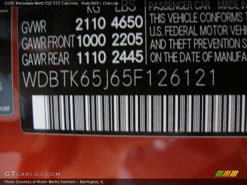 Mars Red / Charcoal 2005 Mercedes-Benz CLK 320 Cabriolet