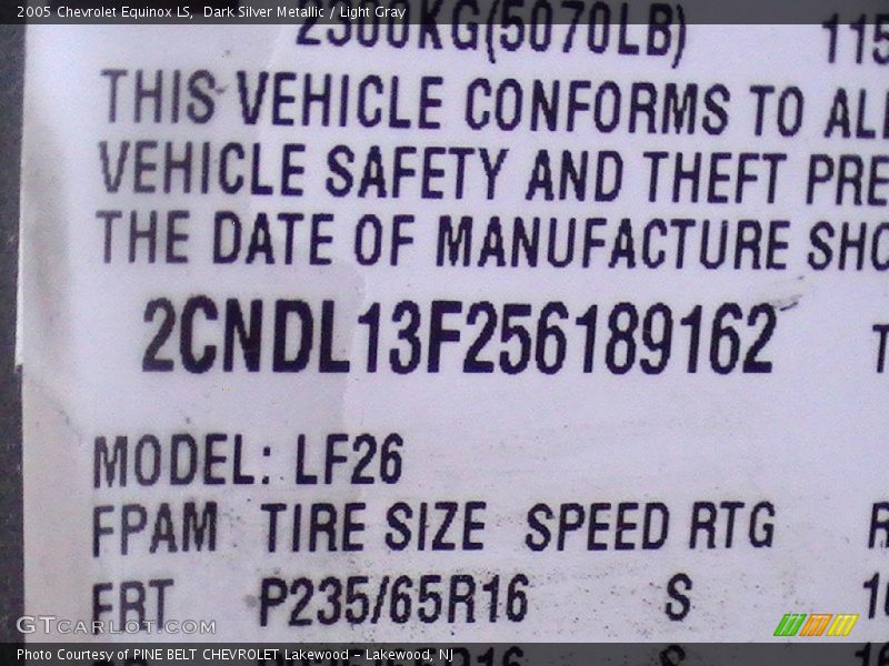 Dark Silver Metallic / Light Gray 2005 Chevrolet Equinox LS