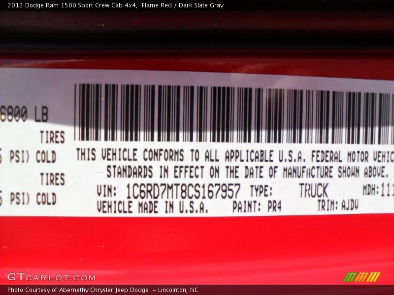 Flame Red / Dark Slate Gray 2012 Dodge Ram 1500 Sport Crew Cab 4x4