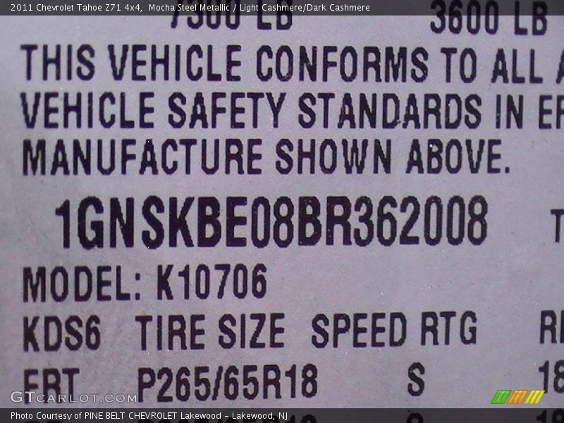 Mocha Steel Metallic / Light Cashmere/Dark Cashmere 2011 Chevrolet Tahoe Z71 4x4