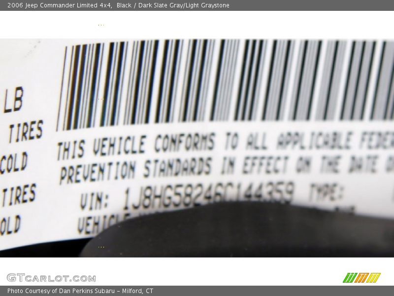 Black / Dark Slate Gray/Light Graystone 2006 Jeep Commander Limited 4x4