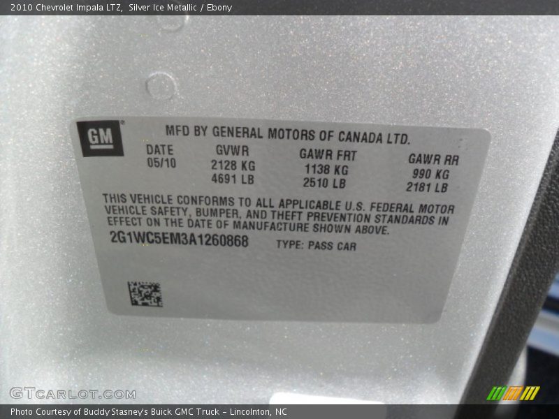 Silver Ice Metallic / Ebony 2010 Chevrolet Impala LTZ