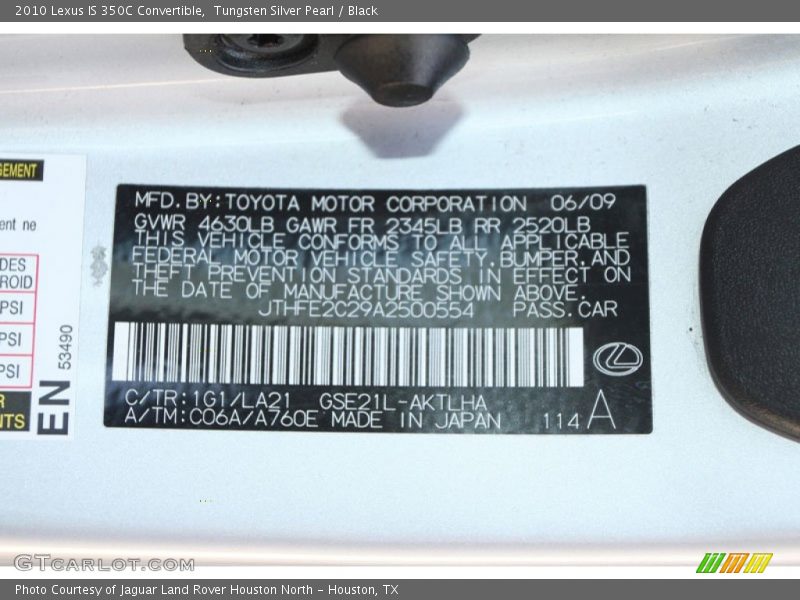 Tungsten Silver Pearl / Black 2010 Lexus IS 350C Convertible