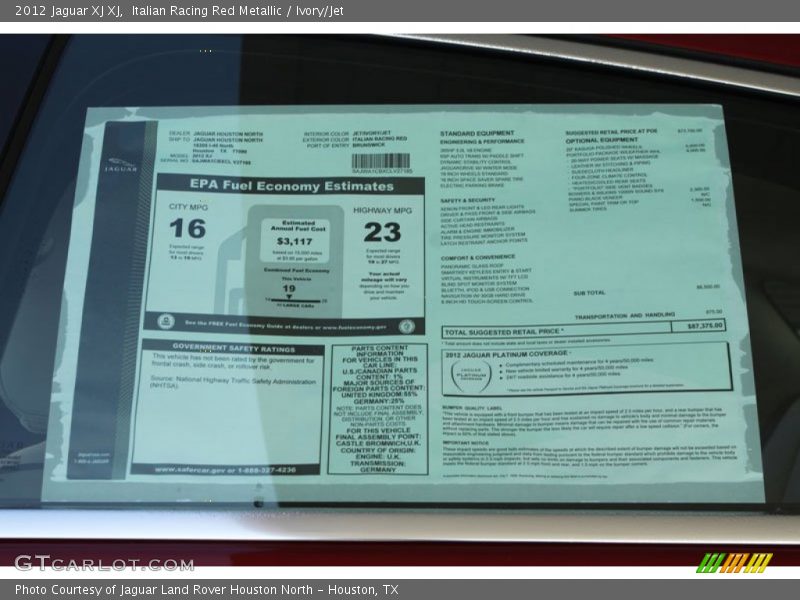 Italian Racing Red Metallic / Ivory/Jet 2012 Jaguar XJ XJ