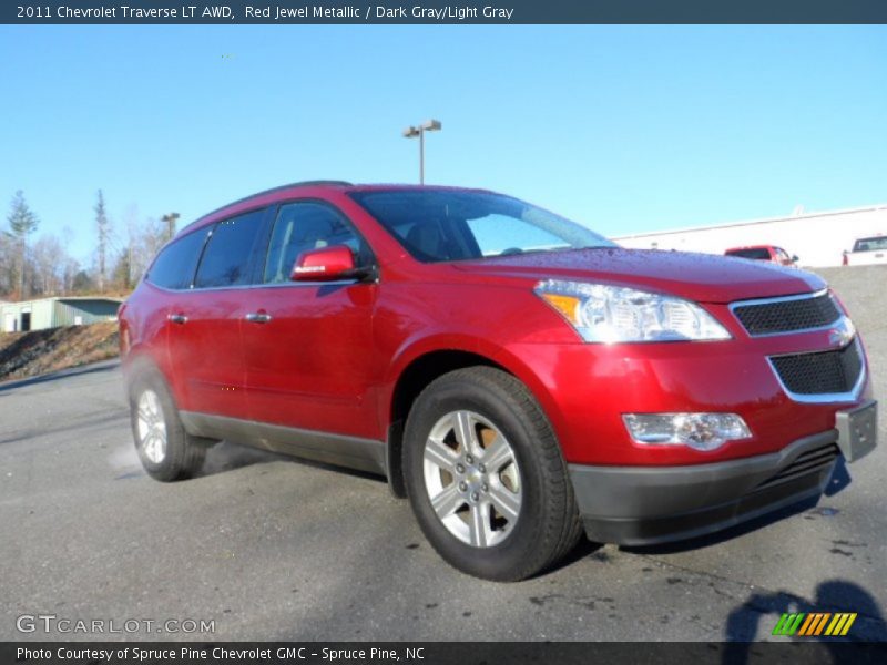 Red Jewel Metallic / Dark Gray/Light Gray 2011 Chevrolet Traverse LT AWD