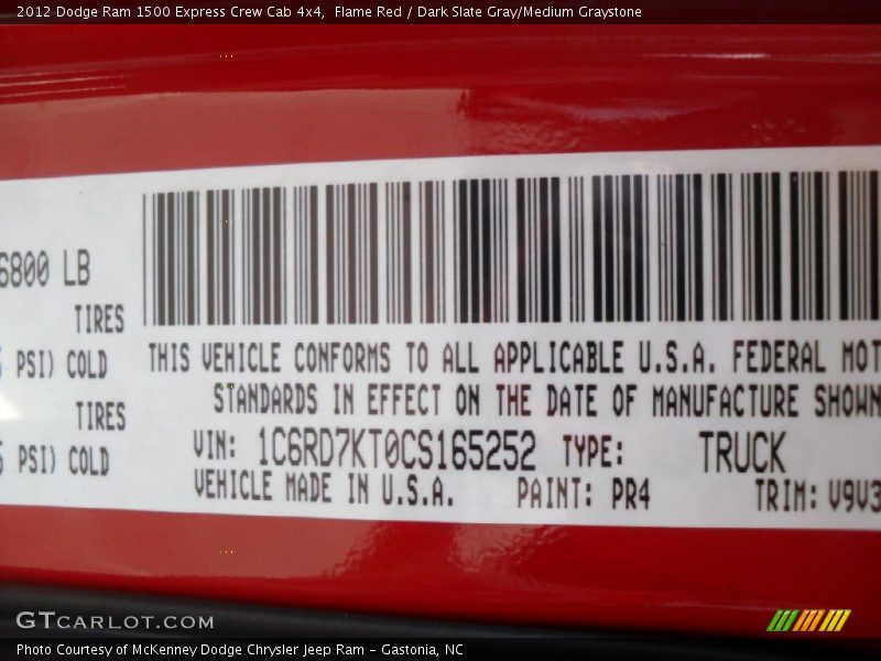 Flame Red / Dark Slate Gray/Medium Graystone 2012 Dodge Ram 1500 Express Crew Cab 4x4