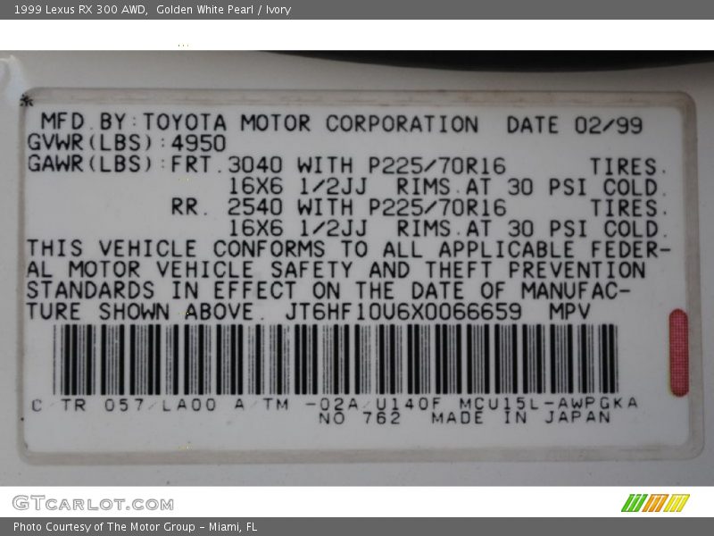 Golden White Pearl / Ivory 1999 Lexus RX 300 AWD