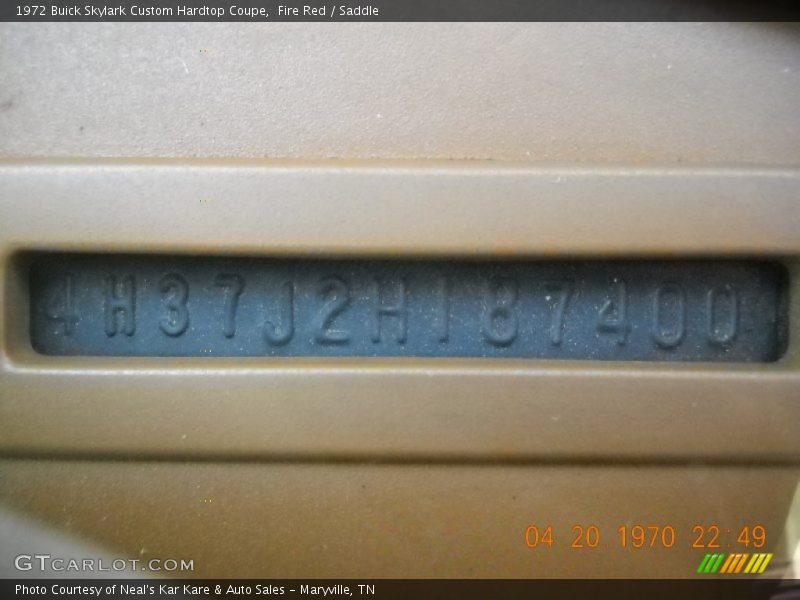 Fire Red / Saddle 1972 Buick Skylark Custom Hardtop Coupe