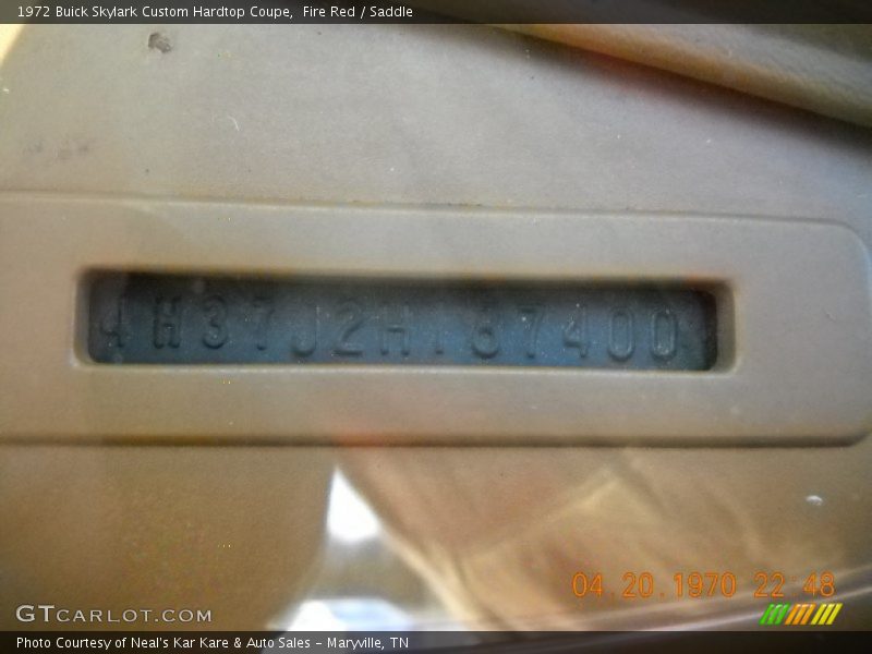 Fire Red / Saddle 1972 Buick Skylark Custom Hardtop Coupe