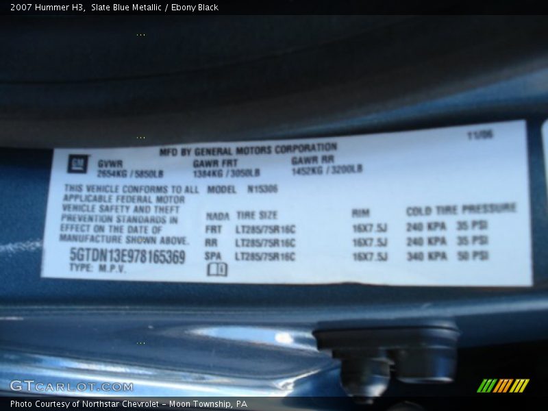 Slate Blue Metallic / Ebony Black 2007 Hummer H3