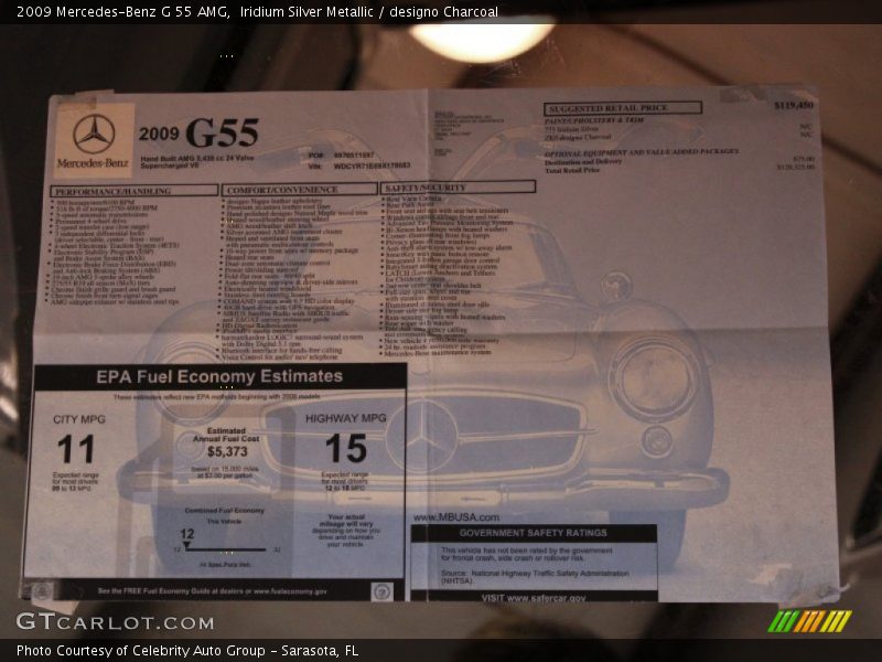  2009 G 55 AMG Window Sticker