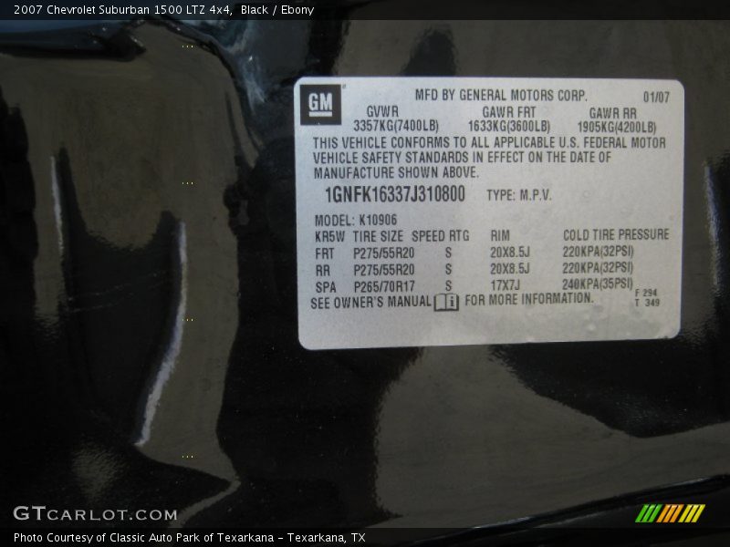 Black / Ebony 2007 Chevrolet Suburban 1500 LTZ 4x4