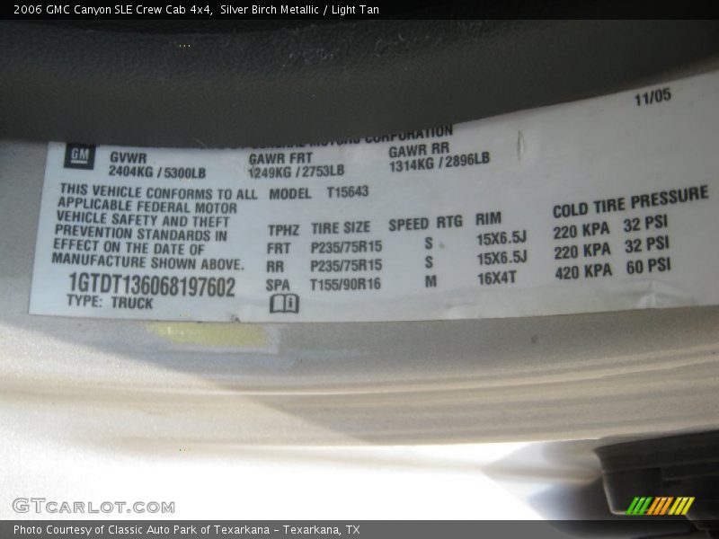Silver Birch Metallic / Light Tan 2006 GMC Canyon SLE Crew Cab 4x4
