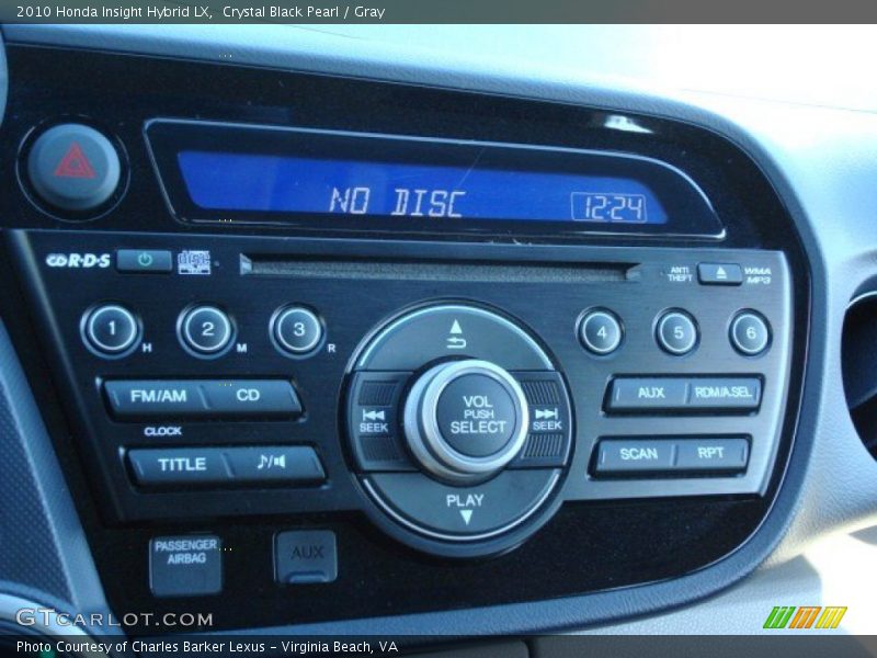 Crystal Black Pearl / Gray 2010 Honda Insight Hybrid LX