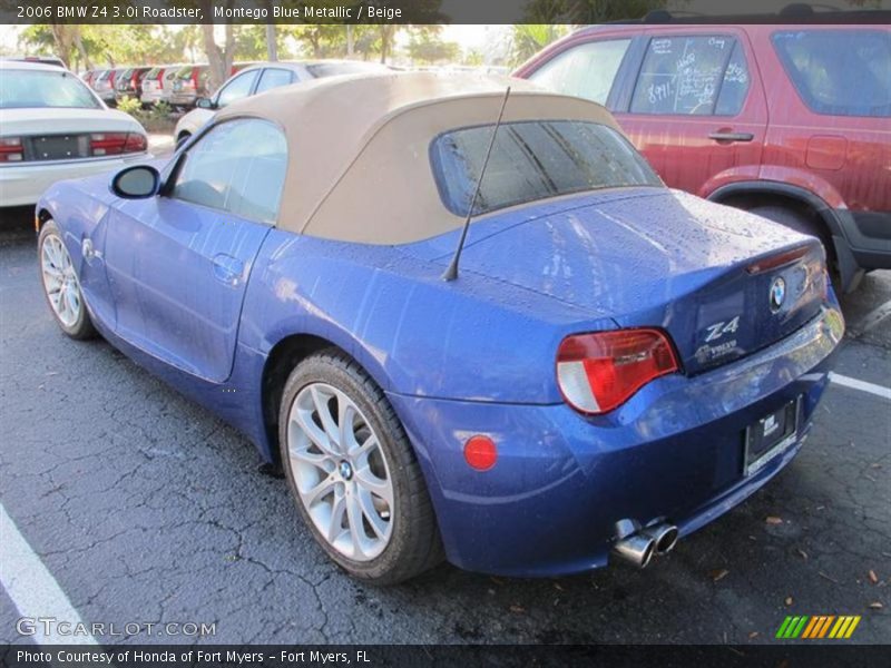 Montego Blue Metallic / Beige 2006 BMW Z4 3.0i Roadster