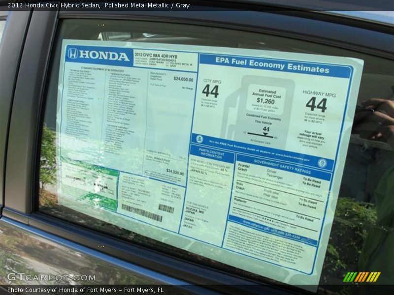  2012 Civic Hybrid Sedan Window Sticker