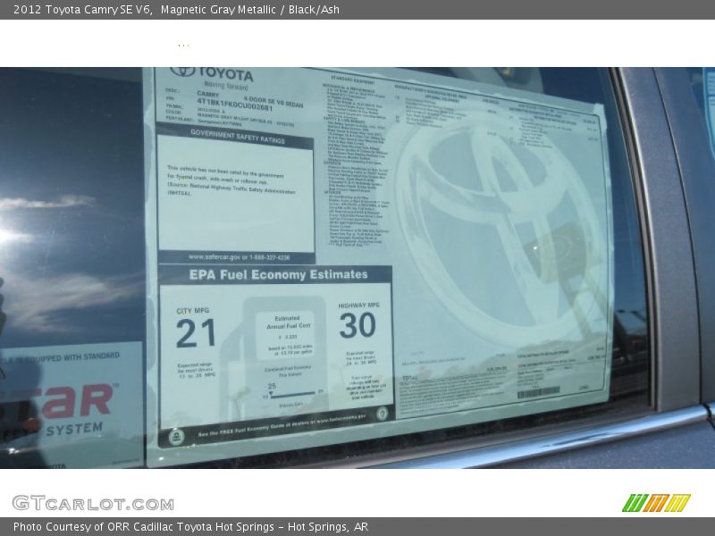 Magnetic Gray Metallic / Black/Ash 2012 Toyota Camry SE V6