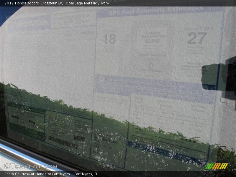 Opal Sage Metallic / Ivory 2012 Honda Accord Crosstour EX