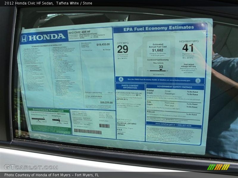  2012 Civic HF Sedan Window Sticker