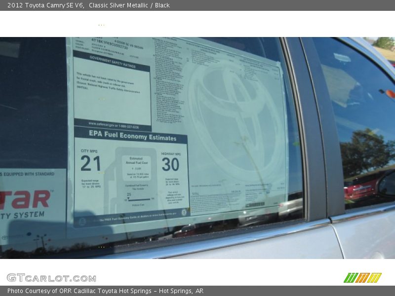 Classic Silver Metallic / Black 2012 Toyota Camry SE V6