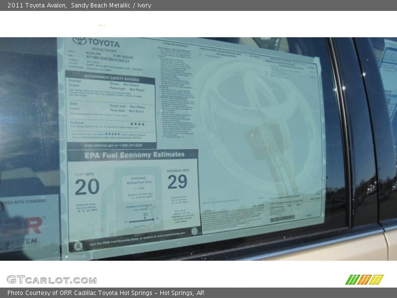 Sandy Beach Metallic / Ivory 2011 Toyota Avalon