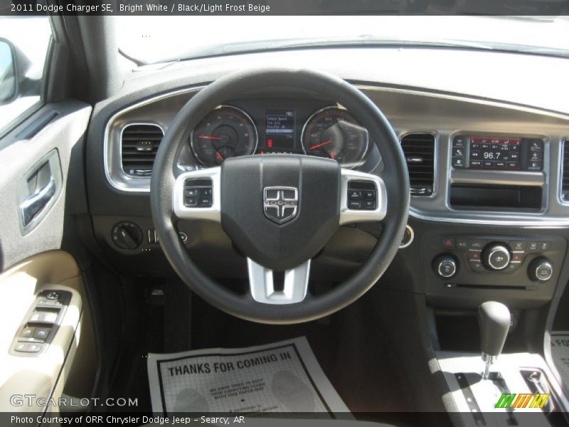 Bright White / Black/Light Frost Beige 2011 Dodge Charger SE