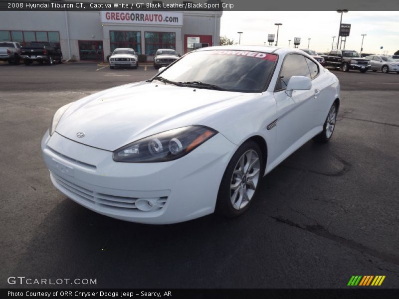 Captiva White / GT Black Leather/Black Sport Grip 2008 Hyundai Tiburon GT