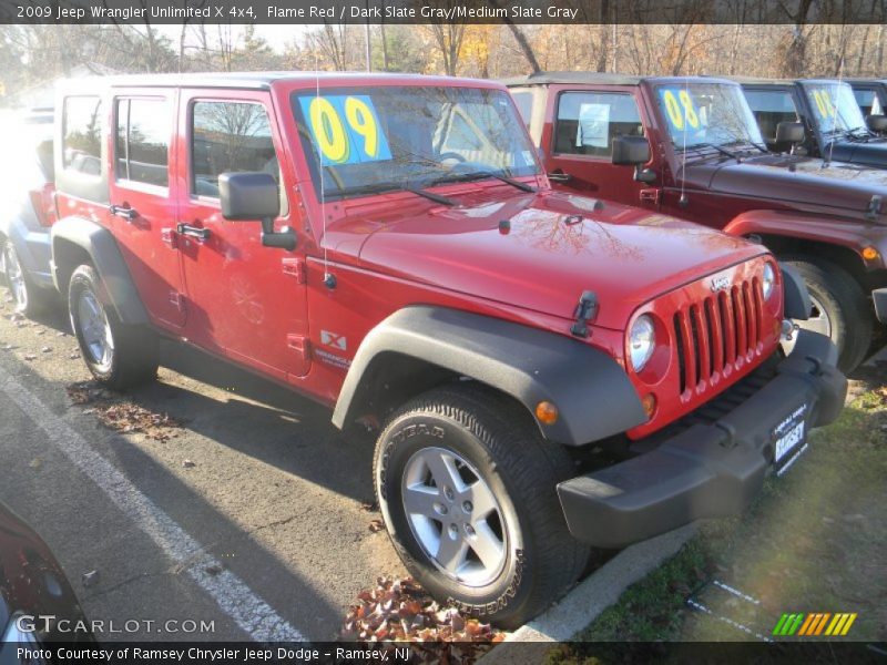 Flame Red / Dark Slate Gray/Medium Slate Gray 2009 Jeep Wrangler Unlimited X 4x4