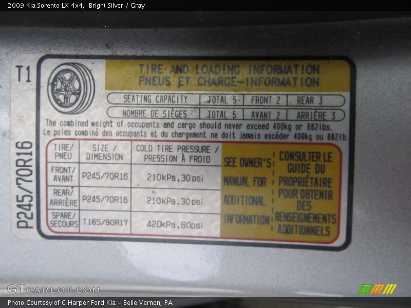 Bright Silver / Gray 2009 Kia Sorento LX 4x4