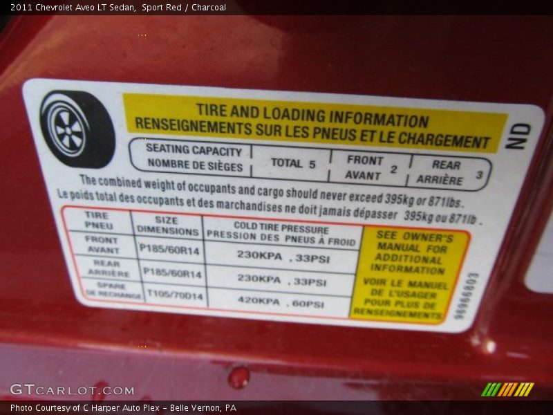 Sport Red / Charcoal 2011 Chevrolet Aveo LT Sedan