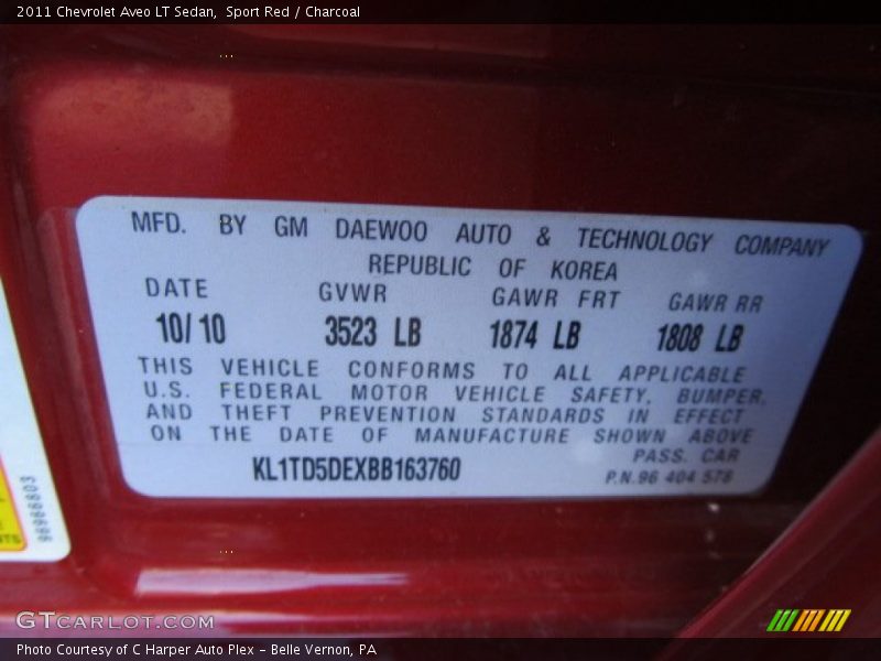 Sport Red / Charcoal 2011 Chevrolet Aveo LT Sedan