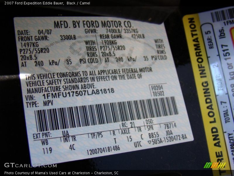 Black / Camel 2007 Ford Expedition Eddie Bauer