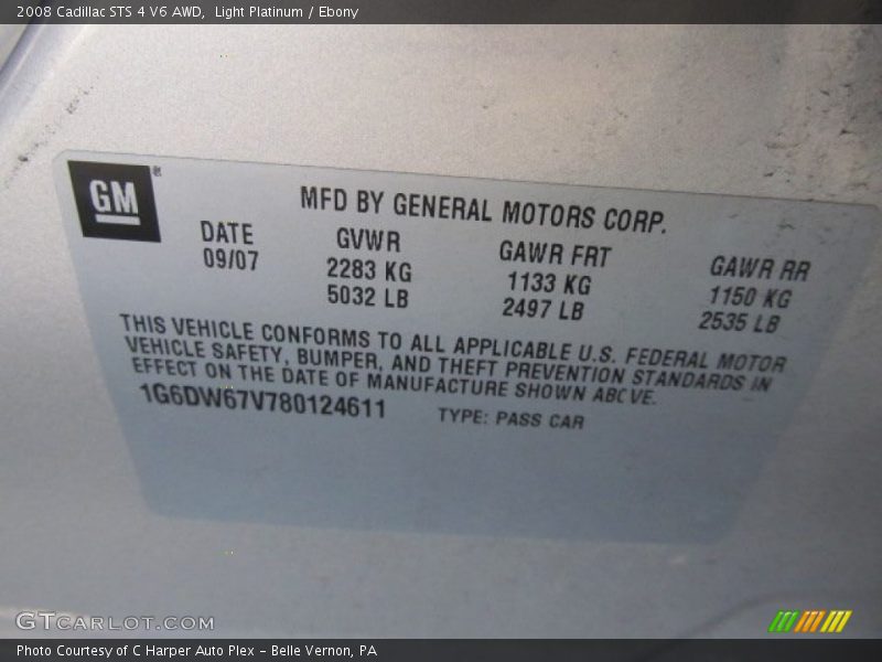 Light Platinum / Ebony 2008 Cadillac STS 4 V6 AWD