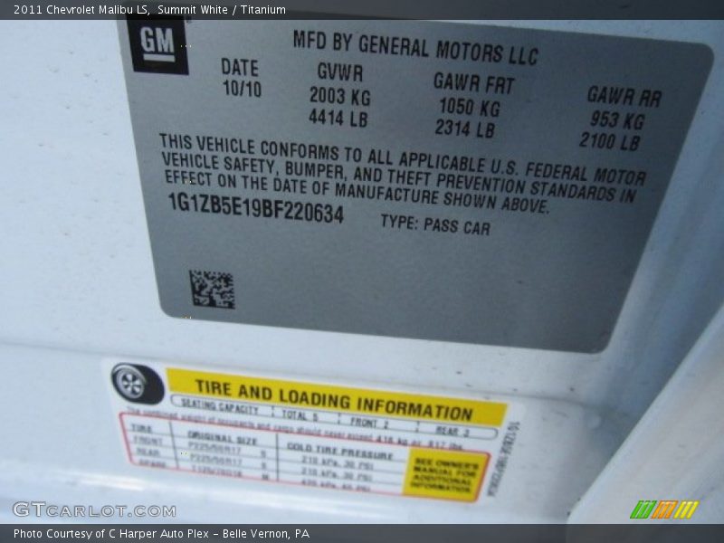 Summit White / Titanium 2011 Chevrolet Malibu LS