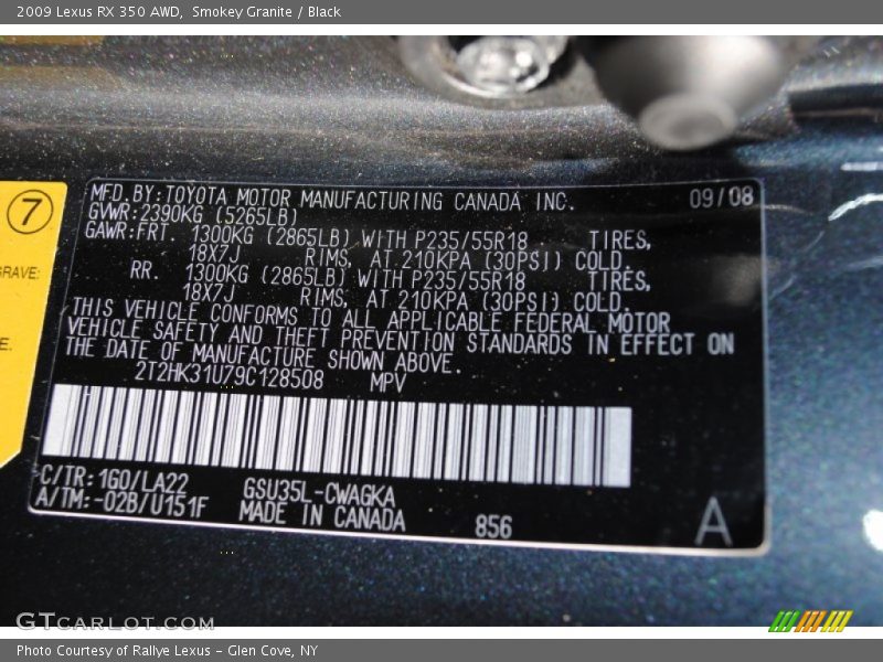 Smokey Granite / Black 2009 Lexus RX 350 AWD
