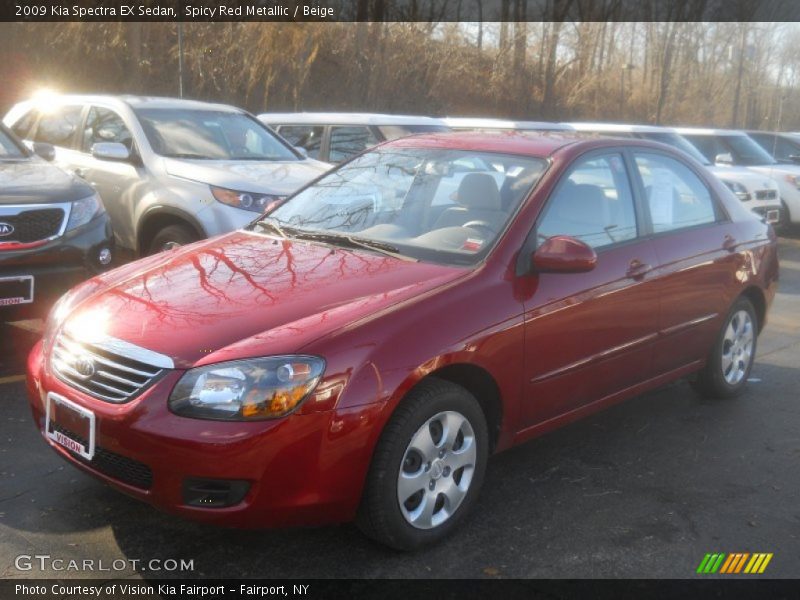 Spicy Red Metallic / Beige 2009 Kia Spectra EX Sedan