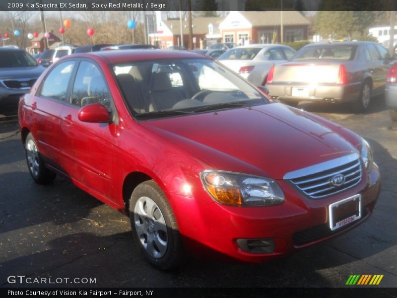 Spicy Red Metallic / Beige 2009 Kia Spectra EX Sedan