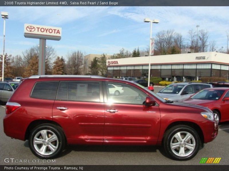 Salsa Red Pearl / Sand Beige 2008 Toyota Highlander Limited 4WD