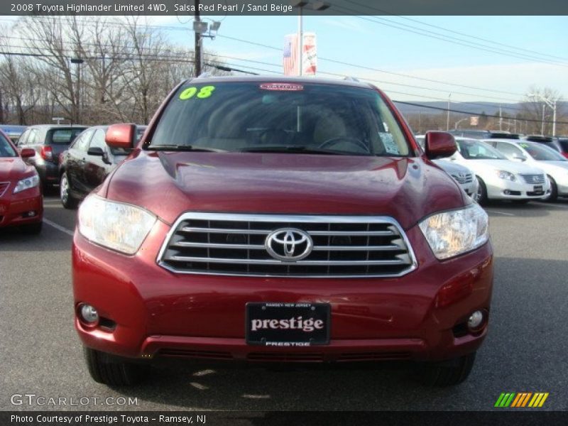 Salsa Red Pearl / Sand Beige 2008 Toyota Highlander Limited 4WD